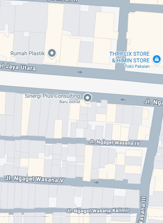 Peta lokasi kantor Sinergi Plus Consulting di Jl. Ngagel Jaya Utara No. 152, Surabaya